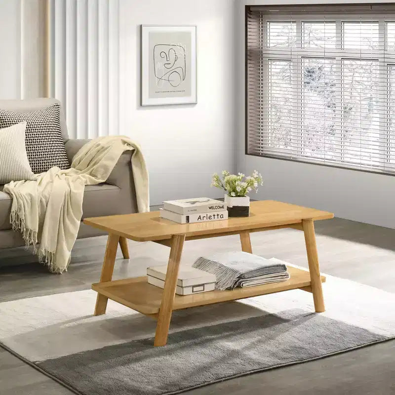 Roundhill Furniture Metz Mid-Century Modern Wood Shelf Coffee Table