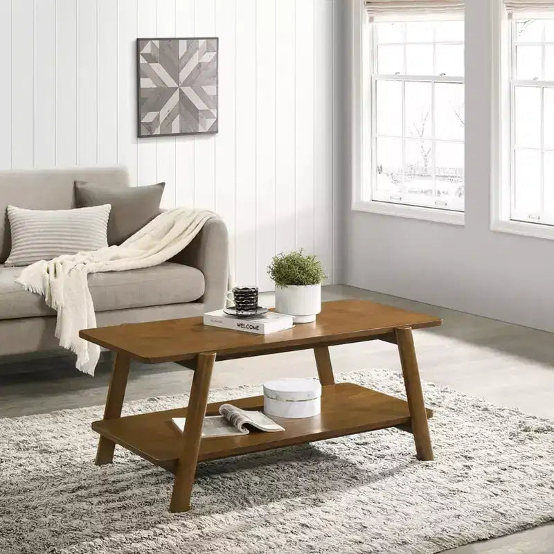 Table basse avec étagère en bois Metz Roundhill Furniture, style moderne du milieu du siècle
