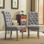 Chaise de salle à manger Parsons capitonnée en bois massif Roundhill Furniture Habit, grise, lot de 2