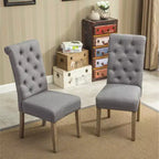 Chaise de salle à manger Parsons capitonnée en bois massif Roundhill Furniture Habit, grise, lot de 2