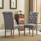 Chaise de salle à manger Parsons capitonnée en bois massif Roundhill Furniture Habit, grise, lot de 2