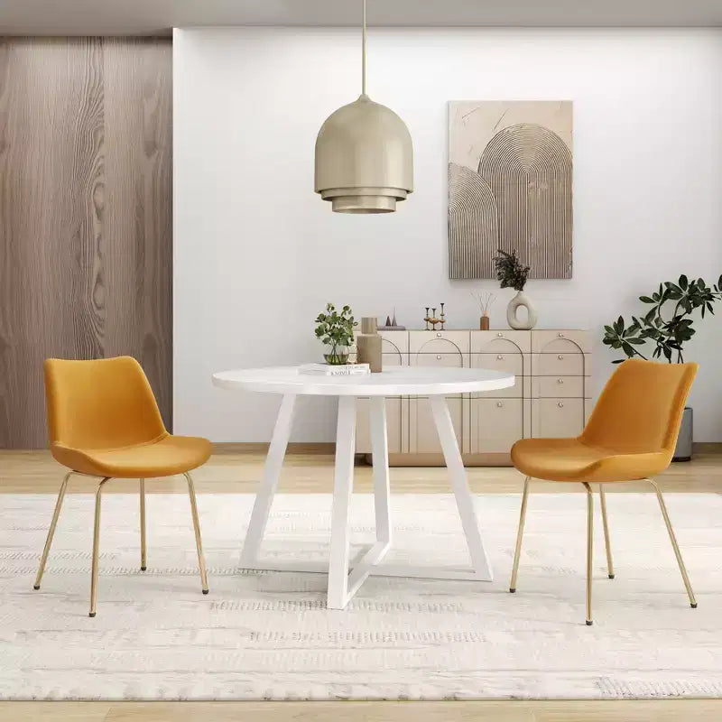 Ensemble de salle à manger rond 3 pièces Avant de Roundhill Furniture, table à manger sur tréteaux avec 2 chaises d'appoint