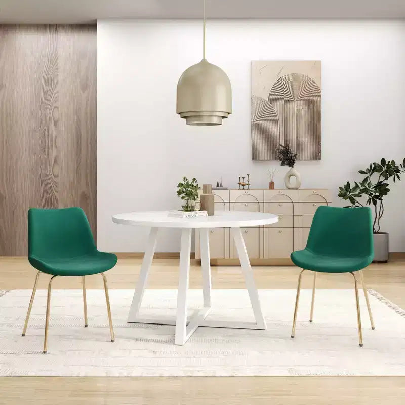 Ensemble de salle à manger rond 3 pièces Avant de Roundhill Furniture, table à manger sur tréteaux avec 2 chaises d'appoint