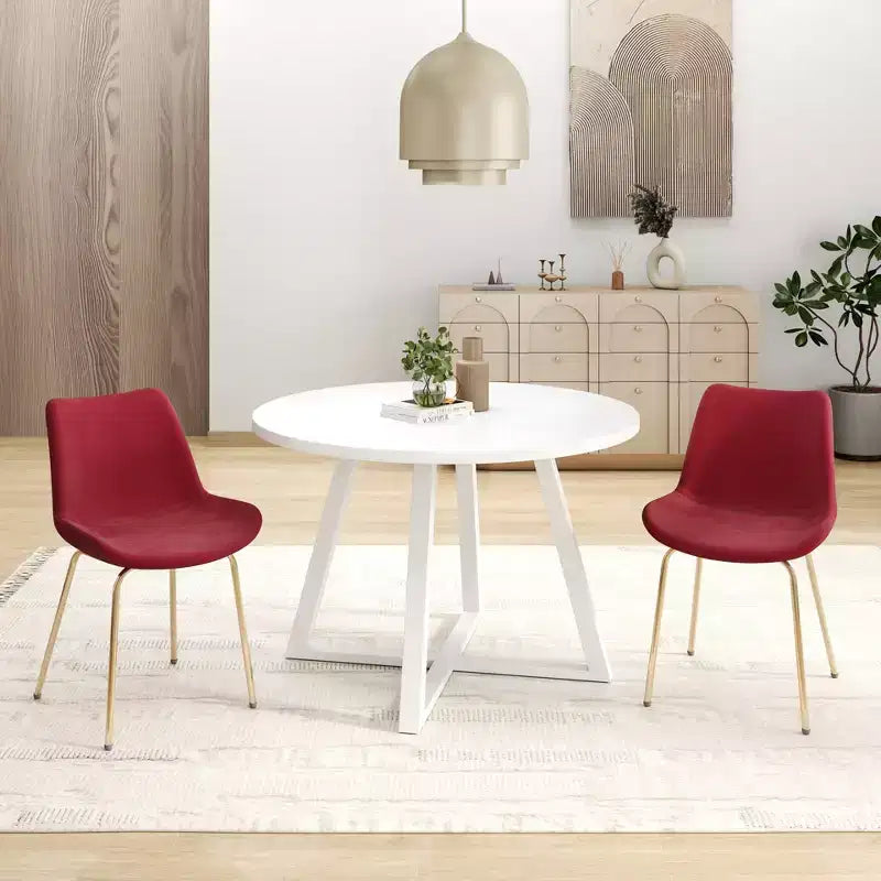 Ensemble de salle à manger rond 3 pièces Avant de Roundhill Furniture, table à manger sur tréteaux avec 2 chaises d'appoint