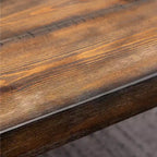Table à manger industrielle Aryven en métal avec pieds épingles, pin foncé rustique