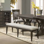 Banc de salle à manger capitonné avec garniture cloutée Grant de Roundhill Furniture, gris