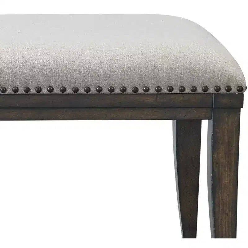 Banc de salle à manger capitonné avec garniture cloutée Grant de Roundhill Furniture, gris
