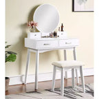 Ensemble coiffeuse et tabouret en bois contemporain Liannon, blanc
