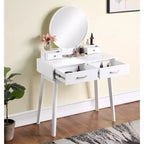 Ensemble coiffeuse et tabouret en bois contemporain Liannon, blanc