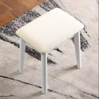 Ensemble coiffeuse et tabouret en bois contemporain Liannon, blanc