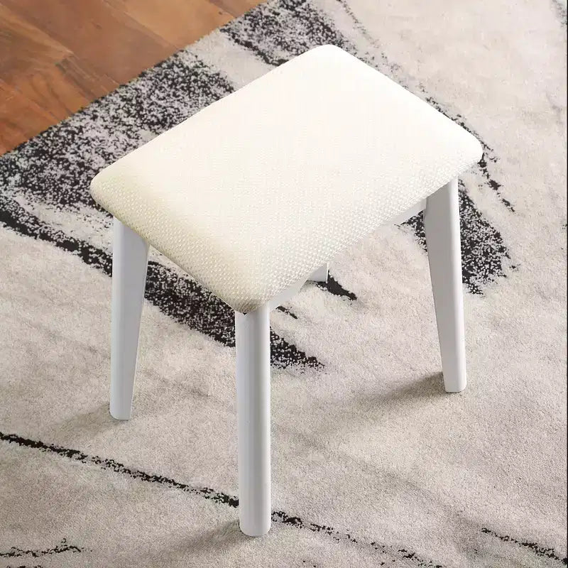 Ensemble coiffeuse et tabouret en bois contemporain Liannon, blanc
