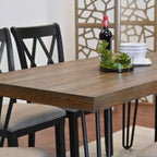 Ensemble de salle à manger Arroyo 7 pièces, table à manger avec pieds en épingle et 6 chaises à dossier croisé, noir intense