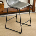 Tabourets de comptoir Roundhill Furniture Lotusville en similicuir PU vintage, gris antique, lot de 2