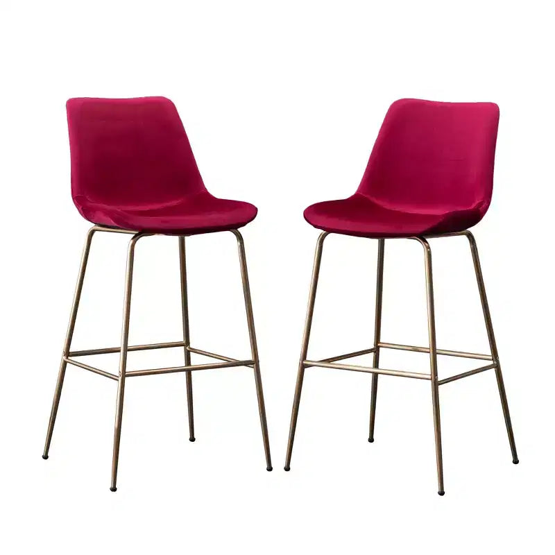 Tabouret de comptoir moderne en velours Aufurr de 26,50 po de Roundhill Furniture, rouge, ensemble de 2