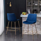 Tabouret de comptoir Roundhill Furniture Aufurr moderne en velours de 67,3 cm, bleu, lot de 2