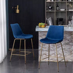 Tabouret de comptoir Roundhill Furniture Aufurr moderne en velours de 67,3 cm, bleu, lot de 2