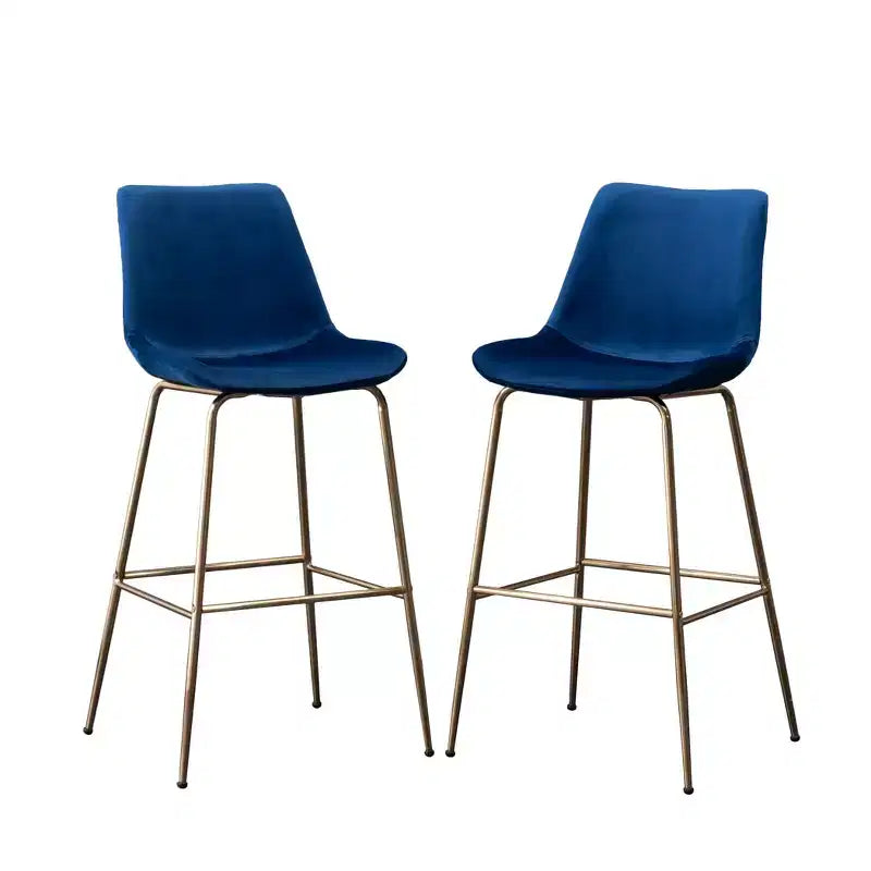 Tabouret de comptoir Roundhill Furniture Aufurr moderne en velours de 67,3 cm, bleu, lot de 2
