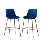 Tabouret de comptoir Roundhill Furniture Aufurr moderne en velours de 67,3 cm, bleu, lot de 2