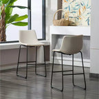 Tabourets de bar en cuir PU vintage Lotusville de Roundhill Furniture, blancs, lot de 2