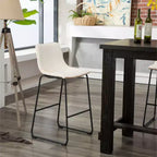 Tabourets de bar en cuir PU vintage Lotusville de Roundhill Furniture, blancs, lot de 2