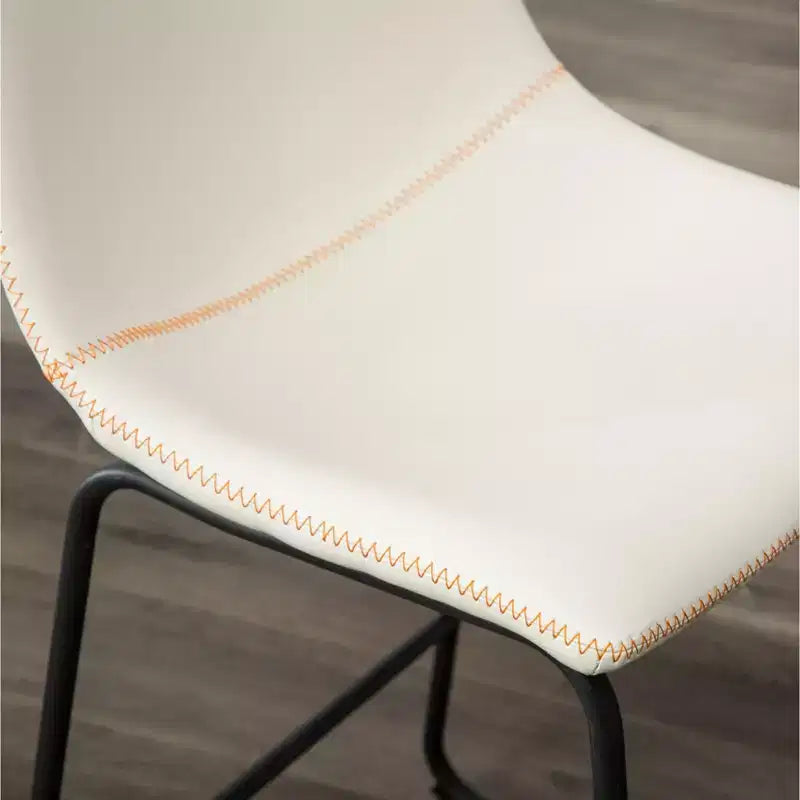 Tabourets de bar en cuir PU vintage Lotusville de Roundhill Furniture, blancs, lot de 2