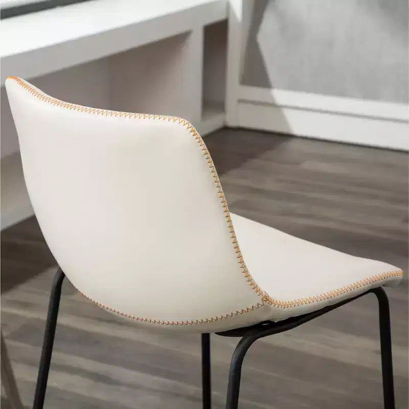 Tabourets de bar en cuir PU vintage Lotusville de Roundhill Furniture, blancs, lot de 2