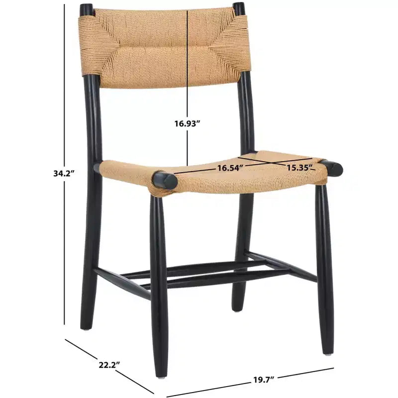 Chaise de salle à manger Floryn Rope (lot de 2) - DCH8805 - Naturel/Noir - Safavieh