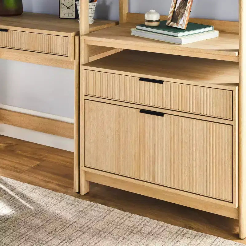 Bureau d'écriture cannelé de style transitionnel 3 pièces avec 2 grandes bibliothèques Saracina Home