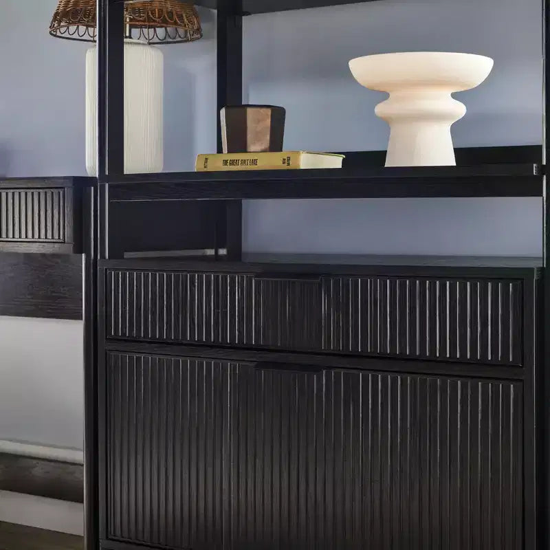 Bureau d'écriture cannelé de style transitionnel 3 pièces avec 2 grandes bibliothèques Saracina Home