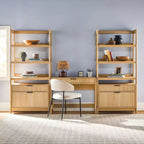 Bureau d'écriture cannelé de style transitionnel 3 pièces avec 2 grandes bibliothèques Saracina Home