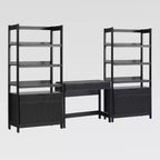 Saracina Home 3pc Transitional Fluted Writing Desk with 2 Wide Bookcases