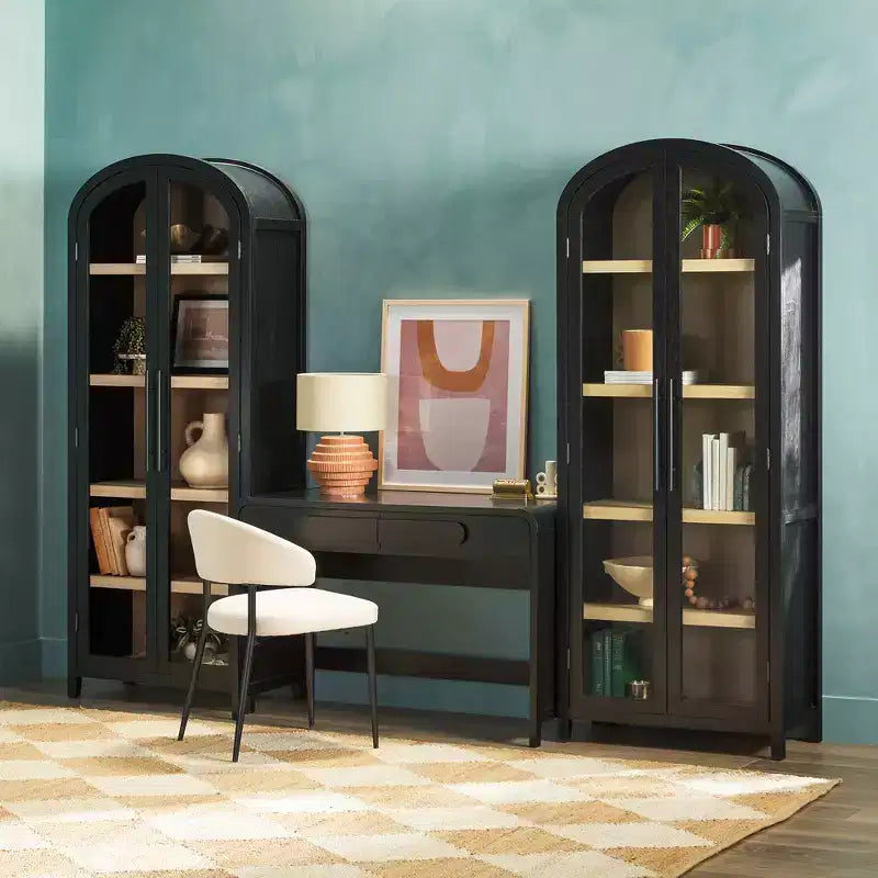 Bureau moderne Saracina Home 3 pièces cascade avec 2 bibliothèques hautes en verre
