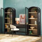 Bureau moderne Saracina Home 3 pièces cascade avec 2 bibliothèques hautes en verre