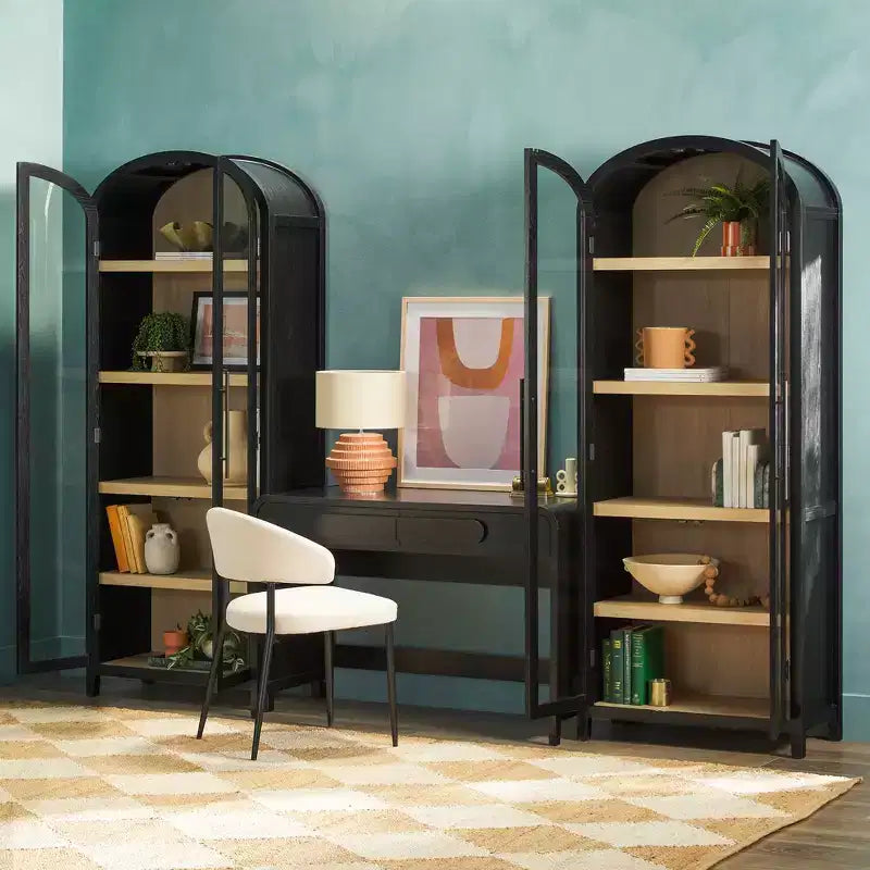 Bureau moderne Saracina Home 3 pièces cascade avec 2 bibliothèques hautes en verre