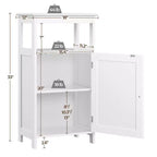 Yaheetech Meuble de Salle de Bain sur Pied à 4 Niveaux avec Porte Simple et Étagère Réglable pour Salle de Bain, Cuisine, Couloir
