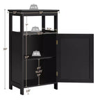 Yaheetech Meuble de Salle de Bain sur Pied à 4 Niveaux avec Porte Simple et Étagère Réglable pour Salle de Bain, Cuisine, Couloir