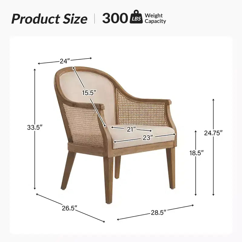 Fauteuil en bois massif et rotin Gordon Farmhouse, lot de 2 | HULALA HOME