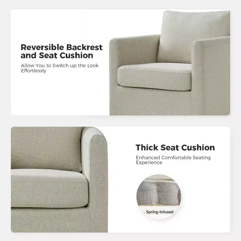 Fauteuil pivotant déhoussable Bernhard (lot de 2) avec tissu texturé et accoudoirs évasés | HULALA HOME