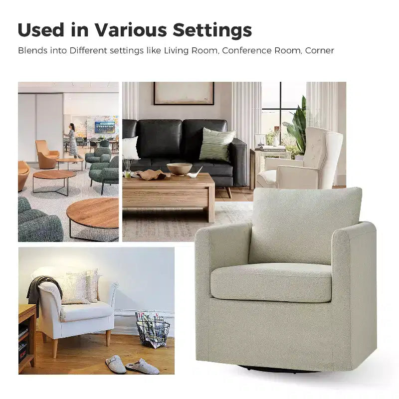 Fauteuil pivotant déhoussable Bernhard (lot de 2) avec tissu texturé et accoudoirs évasés | HULALA HOME