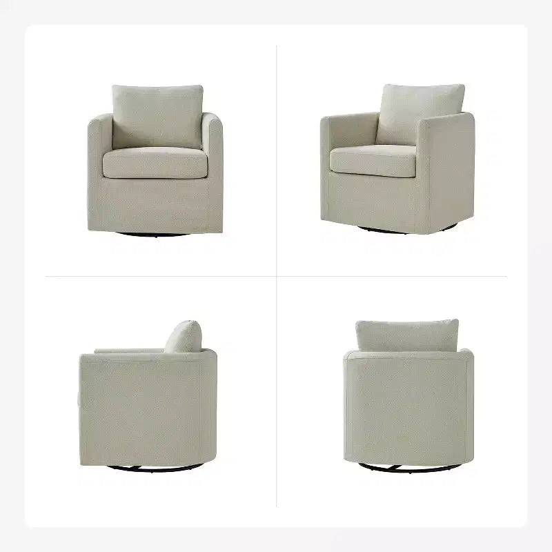 Fauteuil pivotant déhoussable Bernhard (lot de 2) avec tissu texturé et accoudoirs évasés | HULALA HOME