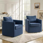 Fauteuil pivotant déhoussable Bernhard (lot de 2) avec tissu texturé et accoudoirs évasés | HULALA HOME