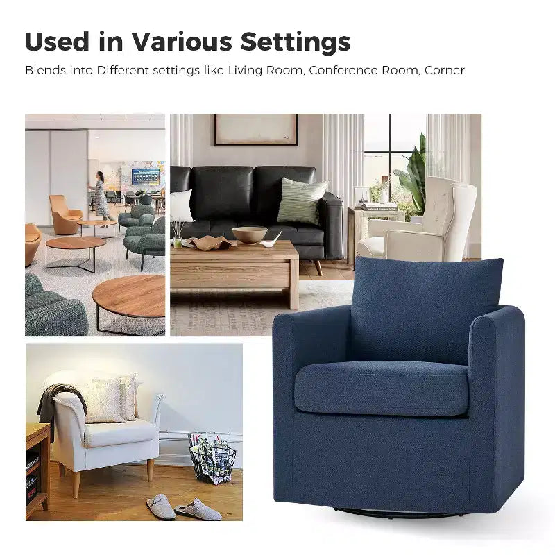 Fauteuil pivotant déhoussable Bernhard (lot de 2) avec tissu texturé et accoudoirs évasés | HULALA HOME