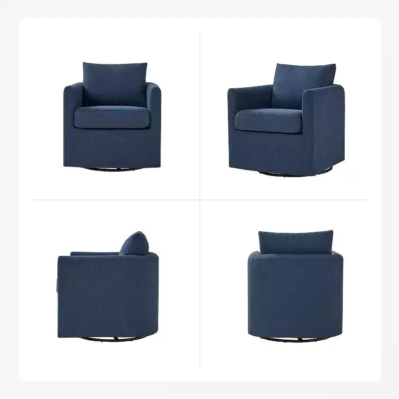 Fauteuil pivotant déhoussable Bernhard (lot de 2) avec tissu texturé et accoudoirs évasés | HULALA HOME