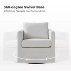 Fauteuil pivotant déhoussable Bernhard (lot de 2) avec tissu texturé et accoudoirs évasés | HULALA HOME
