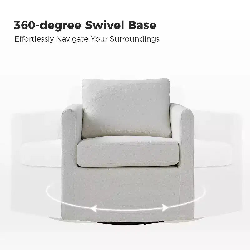 Fauteuil pivotant déhoussable Bernhard (lot de 2) avec tissu texturé et accoudoirs évasés | HULALA HOME