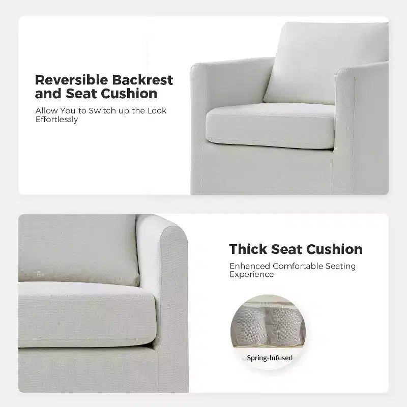 Fauteuil pivotant déhoussable Bernhard (lot de 2) avec tissu texturé et accoudoirs évasés | HULALA HOME