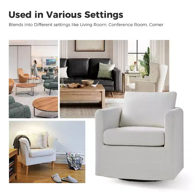 Fauteuil pivotant déhoussable Bernhard (lot de 2) avec tissu texturé et accoudoirs évasés | HULALA HOME