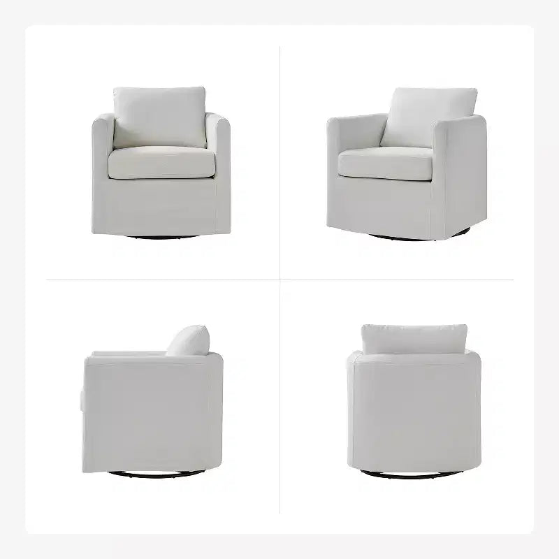 Fauteuil pivotant déhoussable Bernhard (lot de 2) avec tissu texturé et accoudoirs évasés | HULALA HOME