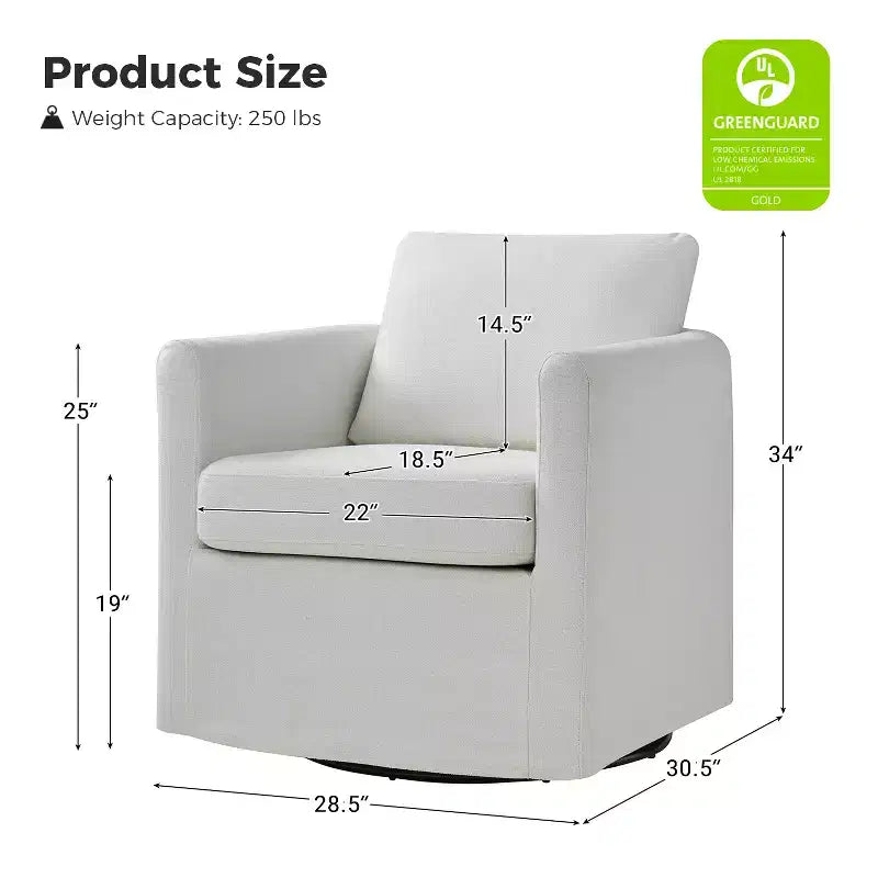 Fauteuil pivotant déhoussable Bernhard (lot de 2) avec tissu texturé et accoudoirs évasés | HULALA HOME