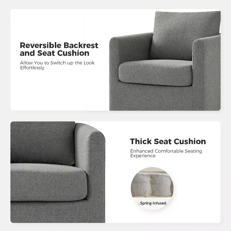 Fauteuil pivotant déhoussable Bernhard (lot de 2) avec tissu texturé et accoudoirs évasés | HULALA HOME